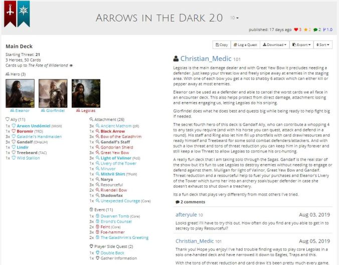arrows in the dark decklist